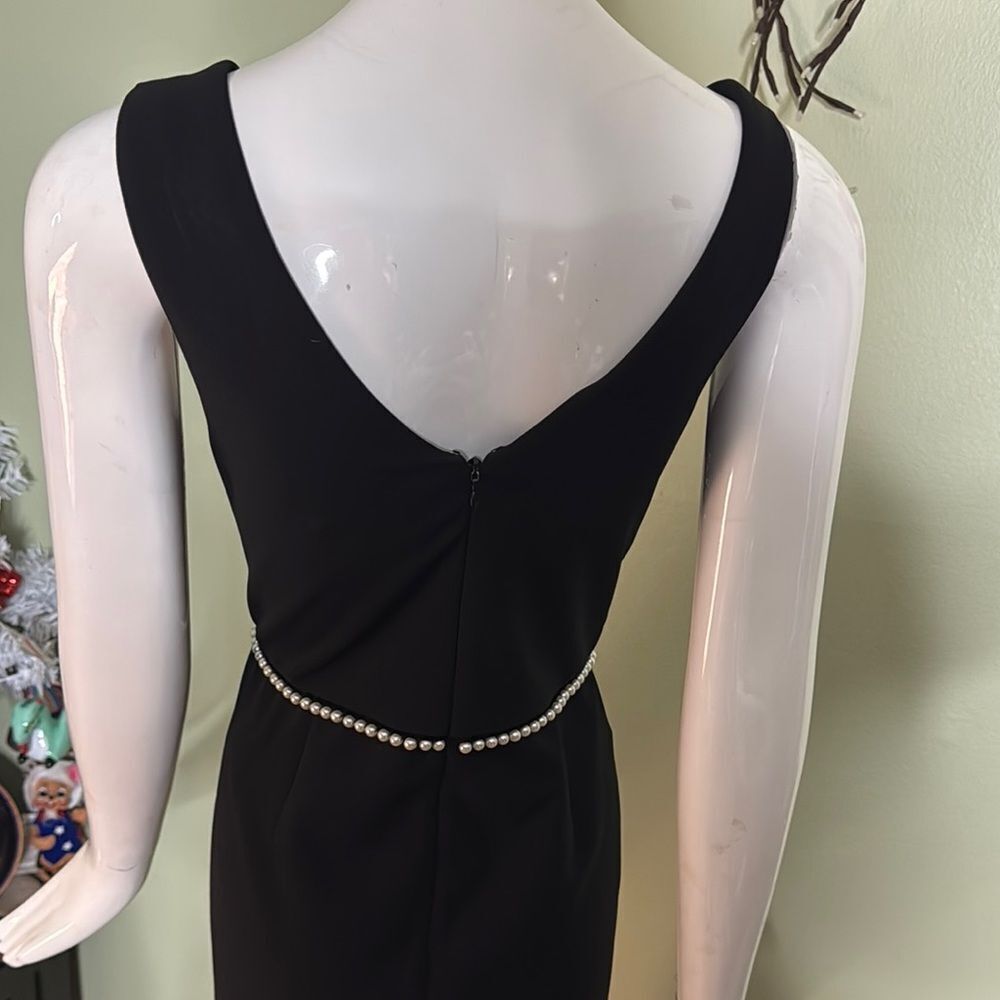 Betsey Johnson Black Mini Sheath Dress with faux pearl detail  and Ruffled Hem - Picture 7 of 9